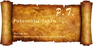 Petrovity Tekla névjegykártya